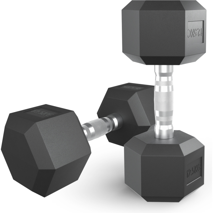 Гантель гексагональная UNIX FIT 12,5 кг обрезиненная DBHEX12_5x2